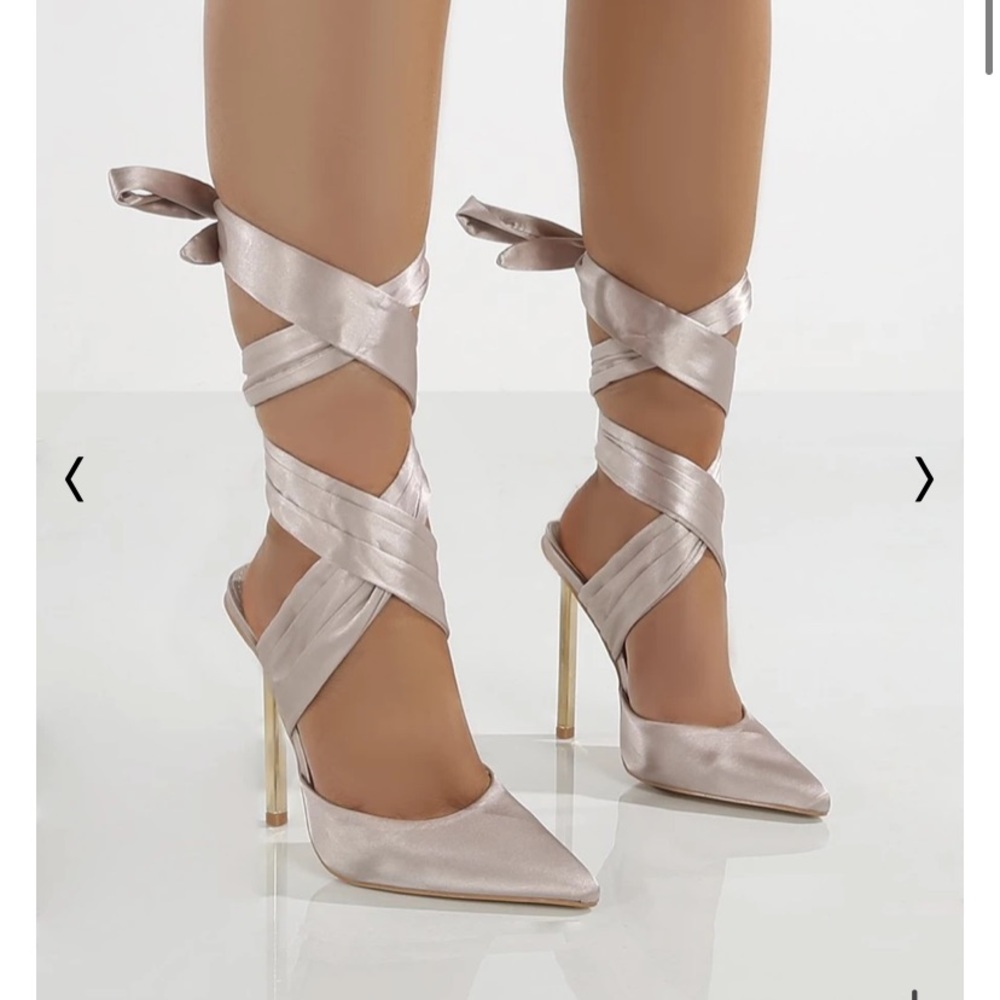 NEW** Public Desire pink satin lace up heels